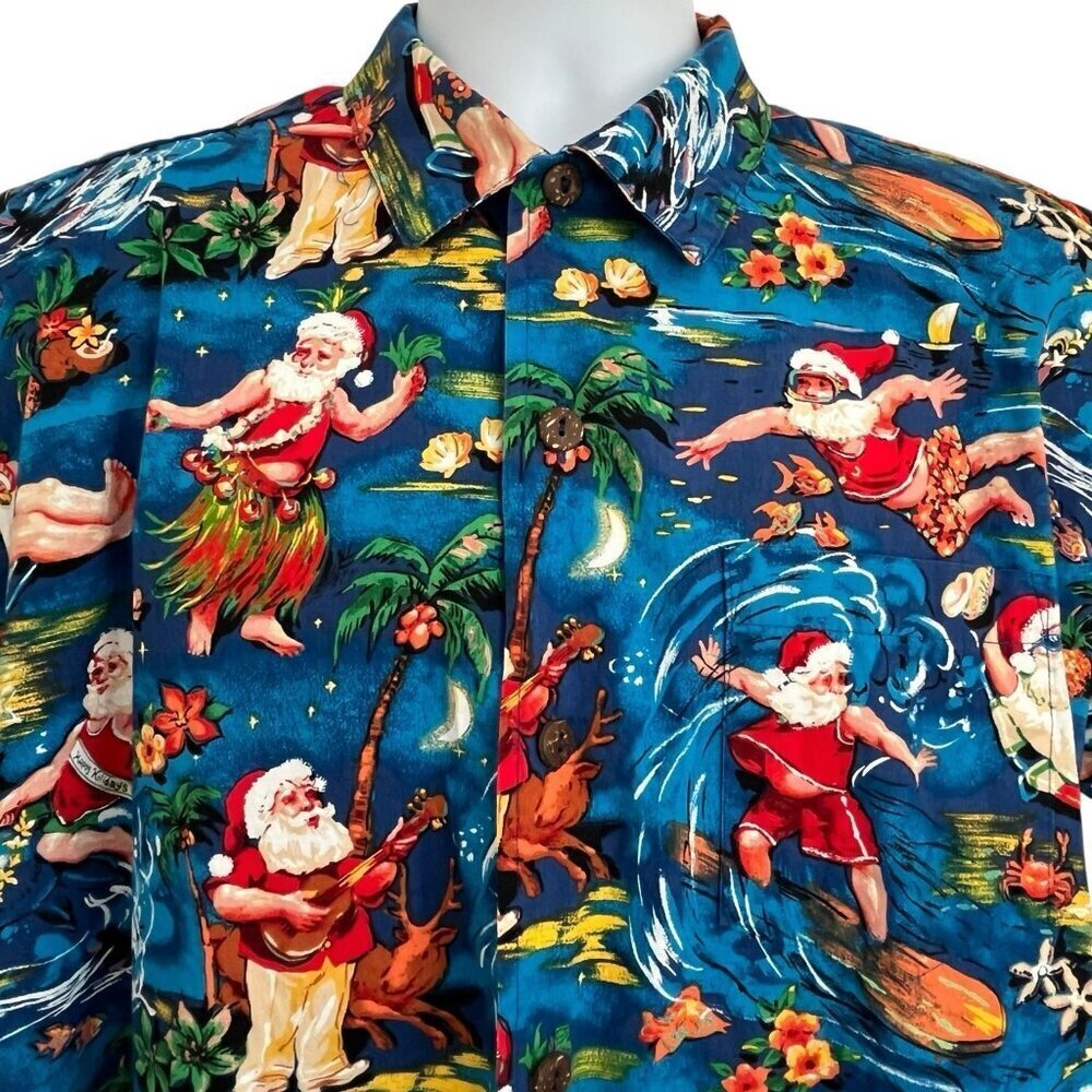 Max Boxxer Hawaiian Aloha Christmas Santa Shirt Mens M Surfing Beach Novelty